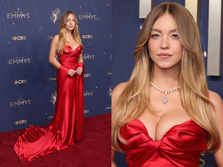Синди Суинни («Эйфория») в украшениях Lorraine Schwartz и платье Oscar de la Renta