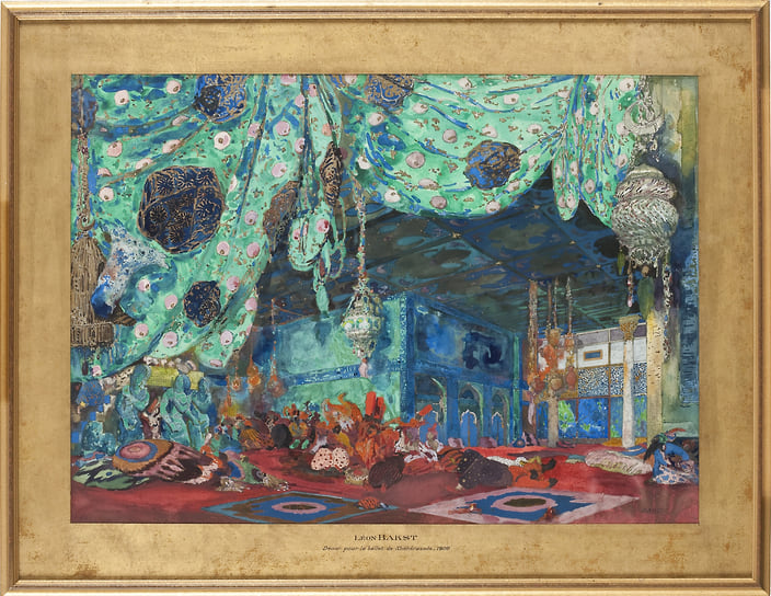Лев Бакст, эскиз декораций для балета «Шехеразада», 1910 год