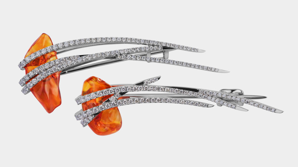 Броши с огненными опалами и бриллиантами, Epic Jewellery