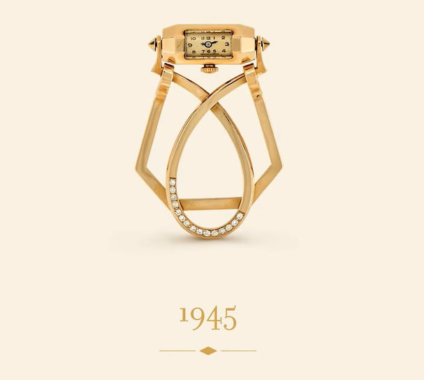 Бумажник с часами, 1945 год. Желтое золото, бриллианты