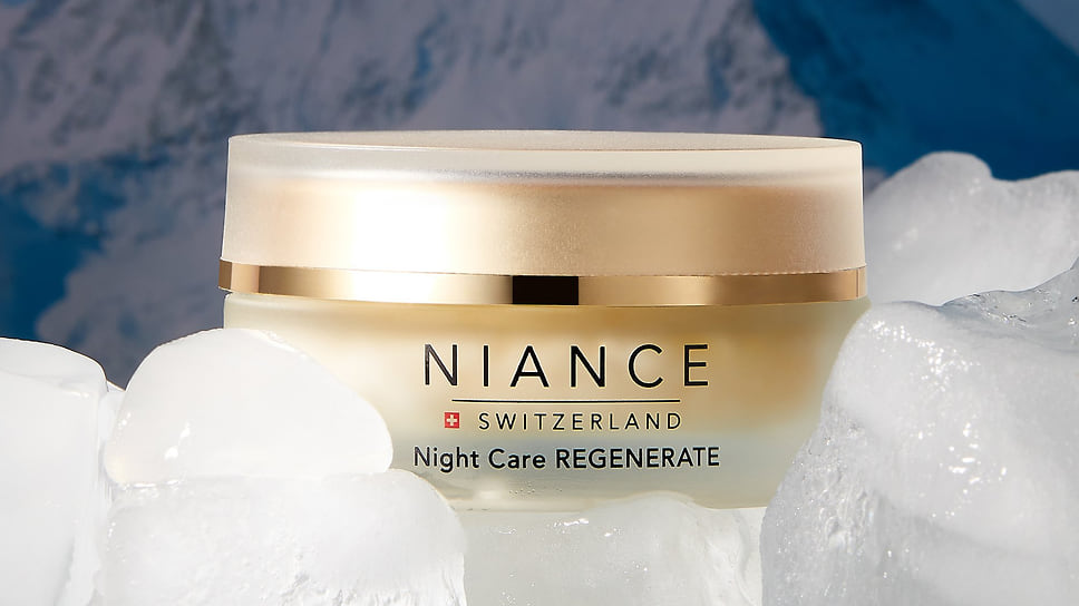 Niance, ночной восстанавливающий крем лица Night Care Regenerate. В составе: аминокислоты, пептиды, витамины группы В, комплекс на основе ледниковой воды и альпийских растений