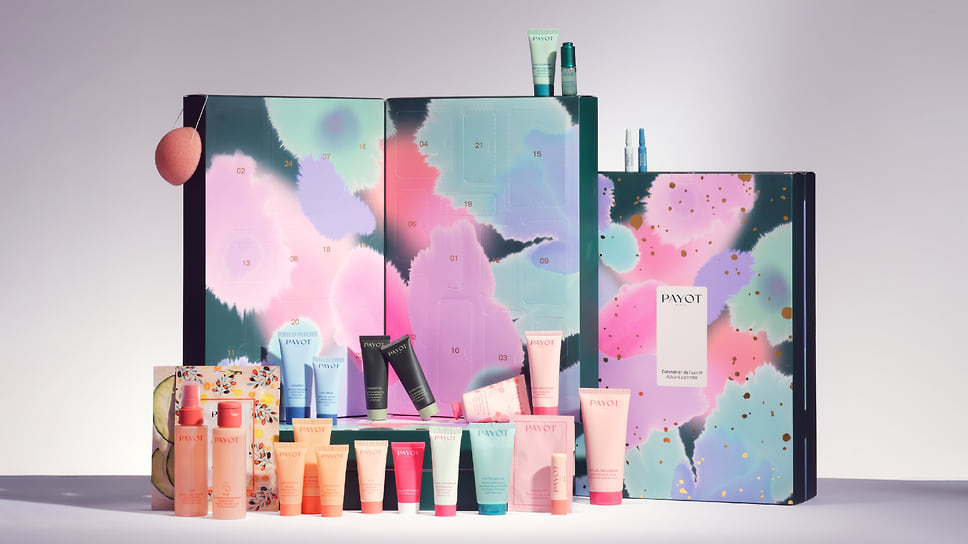 Payot, адвент-календарь Calendrier De L’avent в оформлении французской художницы Лесли Дэвид: 24 окошка с избранными средствами по уходу за лицом, телом и волосами
