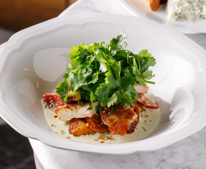 Салат с цыпленком и картофелем