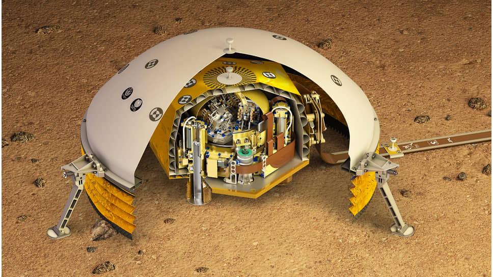 Сейсмометр SEIS на поверхности Марса (рисунок)