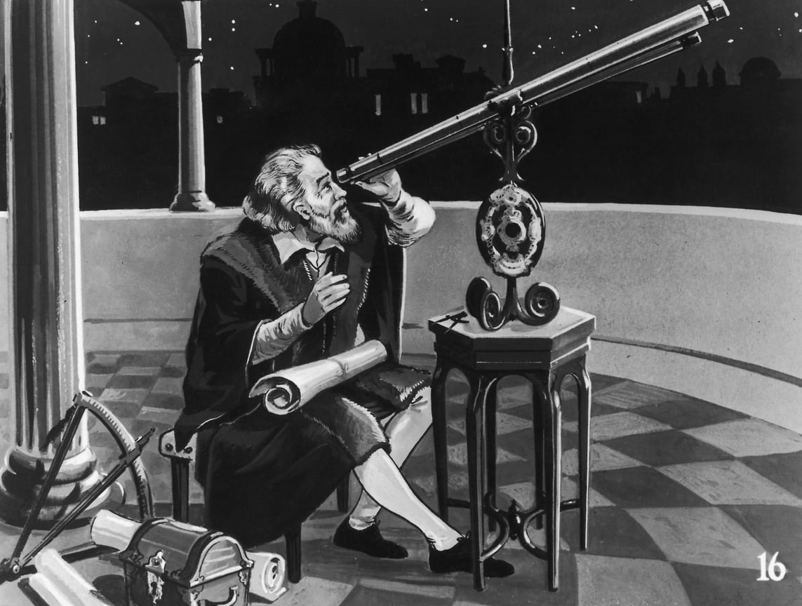 Галилео Галилей у телескопа. Около 1620 года