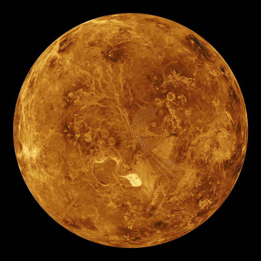 Венера, вид Северного полушария, смоделированный на компьютере