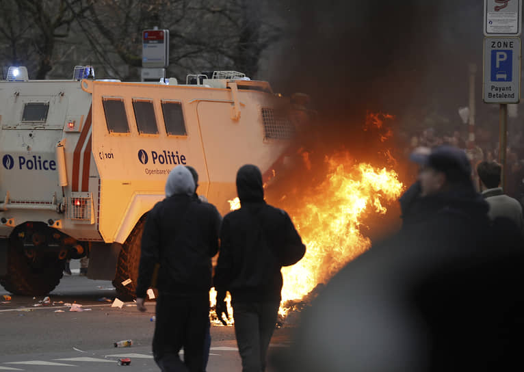 Участники акции протеста в Брюсселе