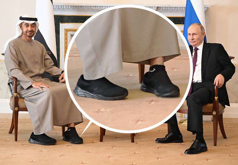 Президент ОАЭ Мухаммед бен Заид Аль Нахайян пришел на встречу с Владимиром Путиным в кроссовках