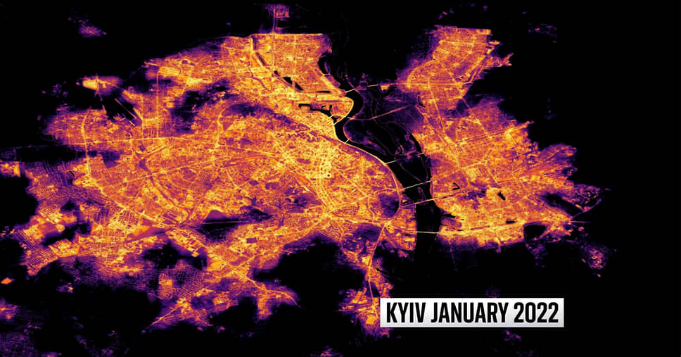 Спутниковый снимок Киева в январе 2022