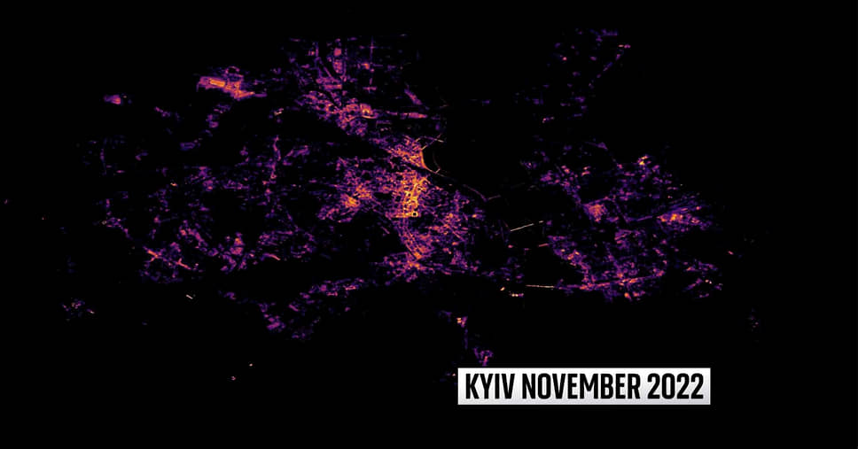 Спутниковый снимок Киева в ноябре 2022