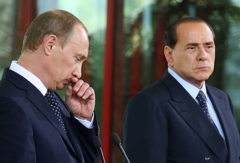 Владимир Путин и Сильвио Берлускони, 2008 год