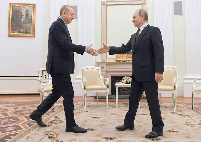 Реджеп Тайип Эрдоган и Владимир Путин во время встречи в марте 2020 года 