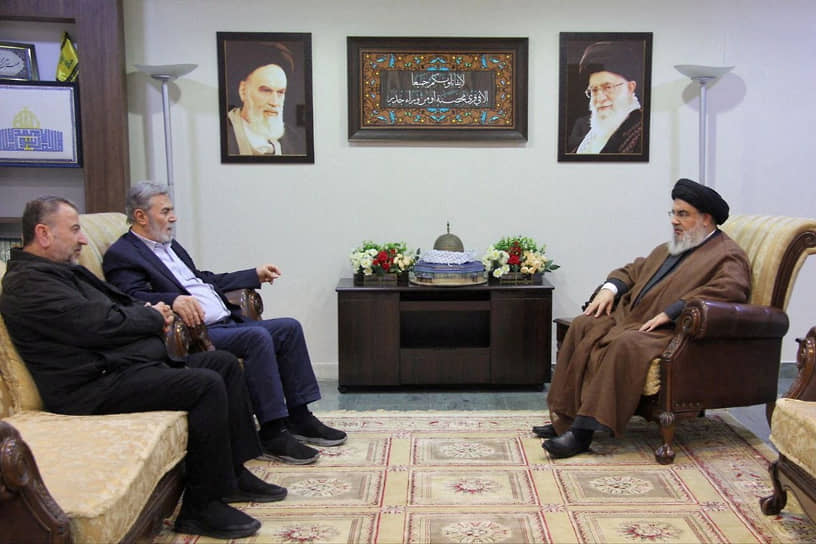 Хасан Насралла встречается с генеральным секретарем "Исламского джихада" Зиядом ан-Нахалой и заместителем лидера "Хамаса" шейхом Салехом аль-Арури