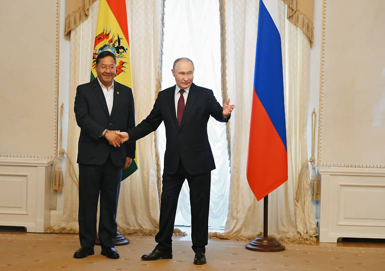 Президент Боливии Луис Арсе (слева) во время встречи с Владимиром Путиным в июне 2024 года