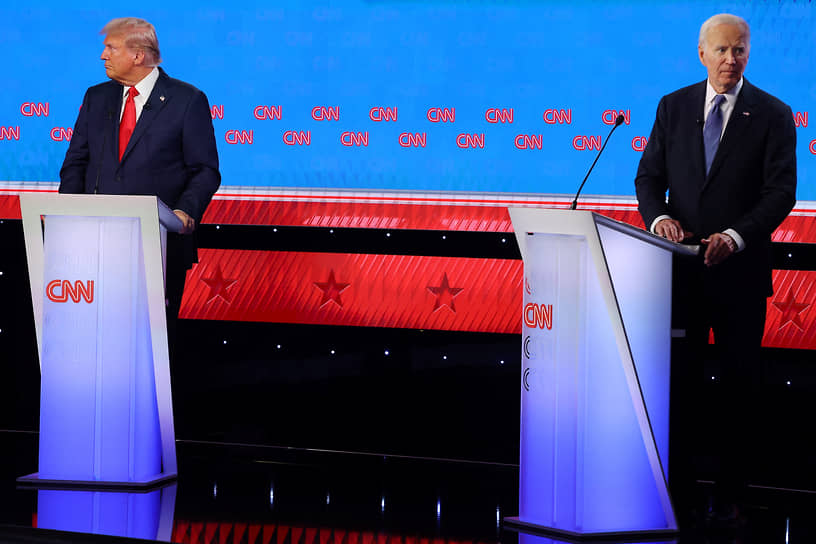 Дональд Трамп (слева) и Джо Байден во время дебатов 28 июня