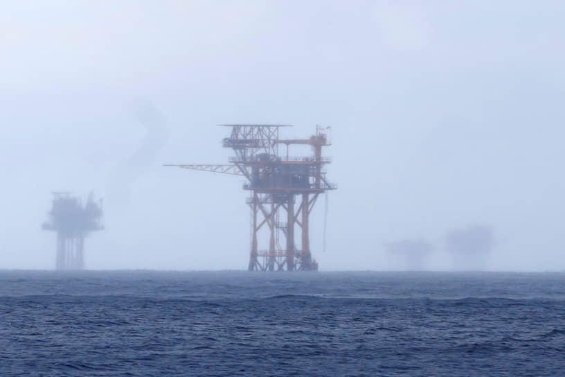 Нефтяные платформы в Мексиканском заливе у побережья штата Техас