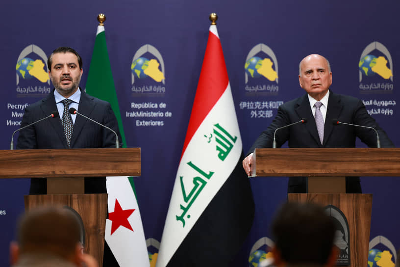 Глава МИД Сирии Асаад Хасан аш-Шибани и глава МИД Ирака Фуад Хусейн