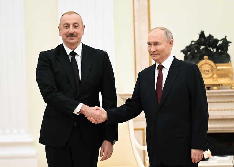 Ильхам Алиев и Владимир Путин в апреле 2024 года