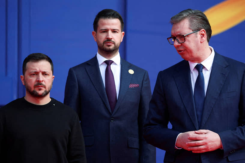 Слева направо: президент Украины Владимир Зеленский, президент Черногории Яков Милатович и президент Сербии Александр Вучич