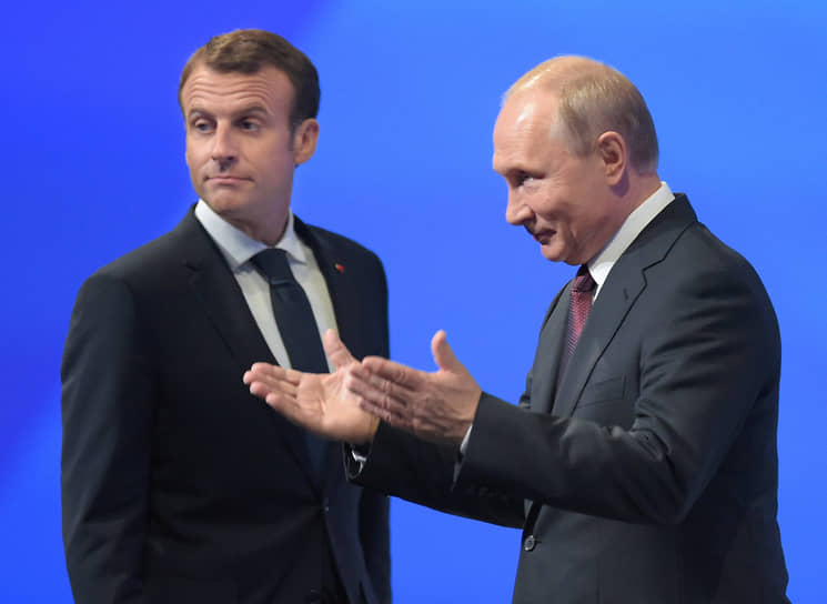 Эмманюэль Макрон и Владимир Путин в 2018 году