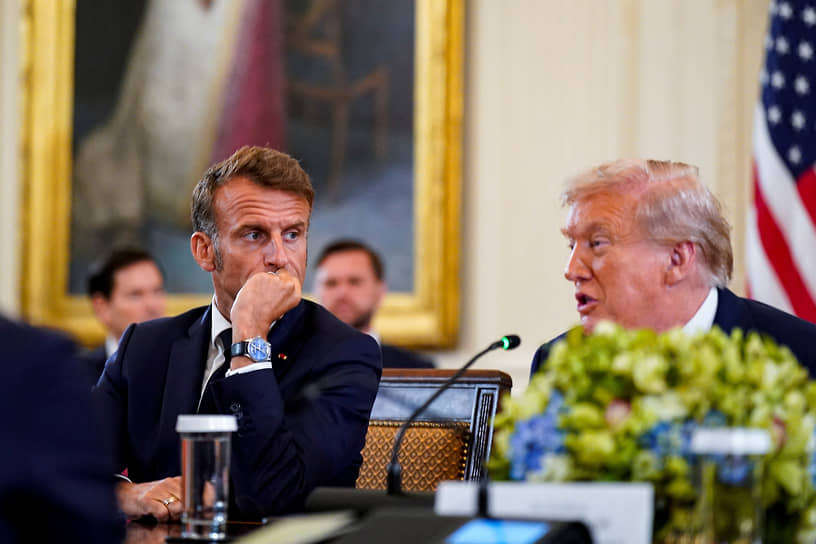 Президент Франции Эмманюэль Макрон и президент США Дональд Трамп