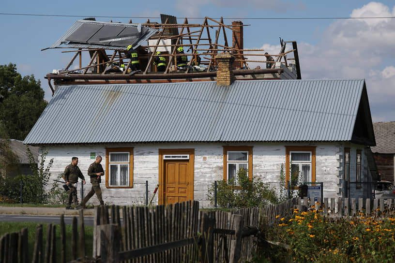 Дом в Польше, на который упал беспилотник