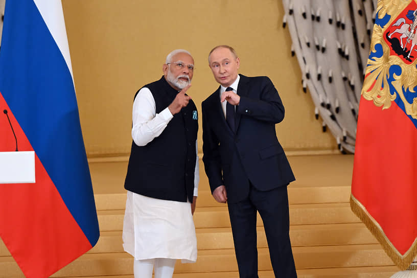 Нарендра Моди и Владимир Путин в 2024 году