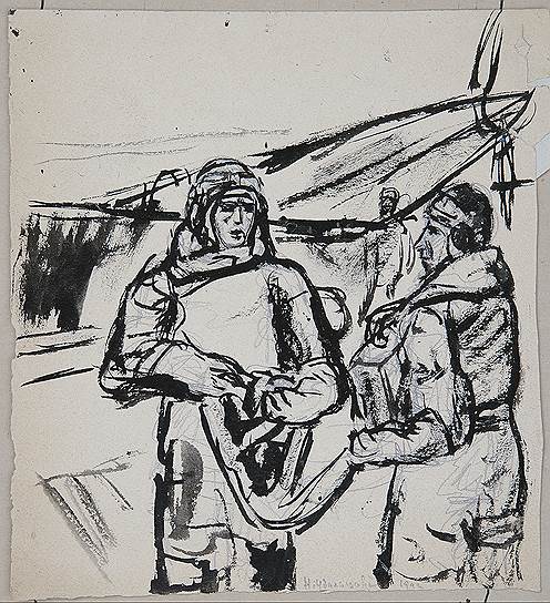 Надежда Удальцова. &quot;Перед вылетом&quot;. 1942 год 
