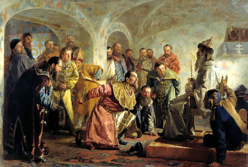 На картине Николая Неврева «Опричники» изображено убийство боярина Ивана Федорова: Грозный усадил его на свой трон, воздал почести, а потом всадил нож в сердце