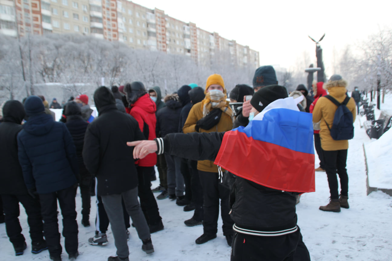 Несогласованное шествие в поддержку оппозиционного политика Алексея Навального в Челябинске 23 января