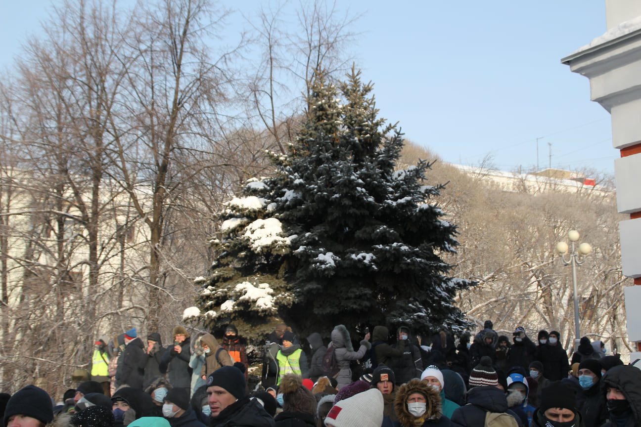 Несогласованное шествие в поддержку оппозиционного политика Алексея Навального в Челябинске 23 января