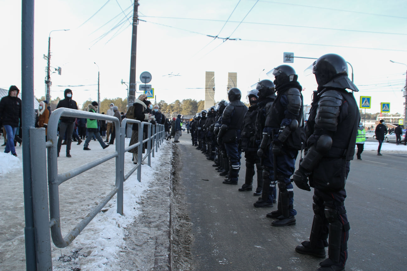 Несогласованная акция в поддержку оппозиционера Алексея Навального в Челябинске 31 января