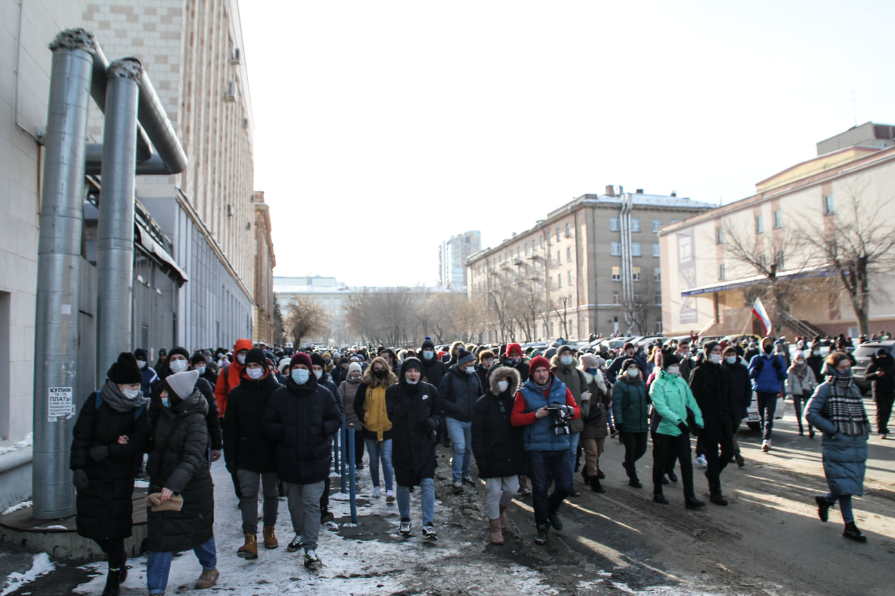 Несогласованная акция в поддержку оппозиционера Алексея Навального в Челябинске 31 января