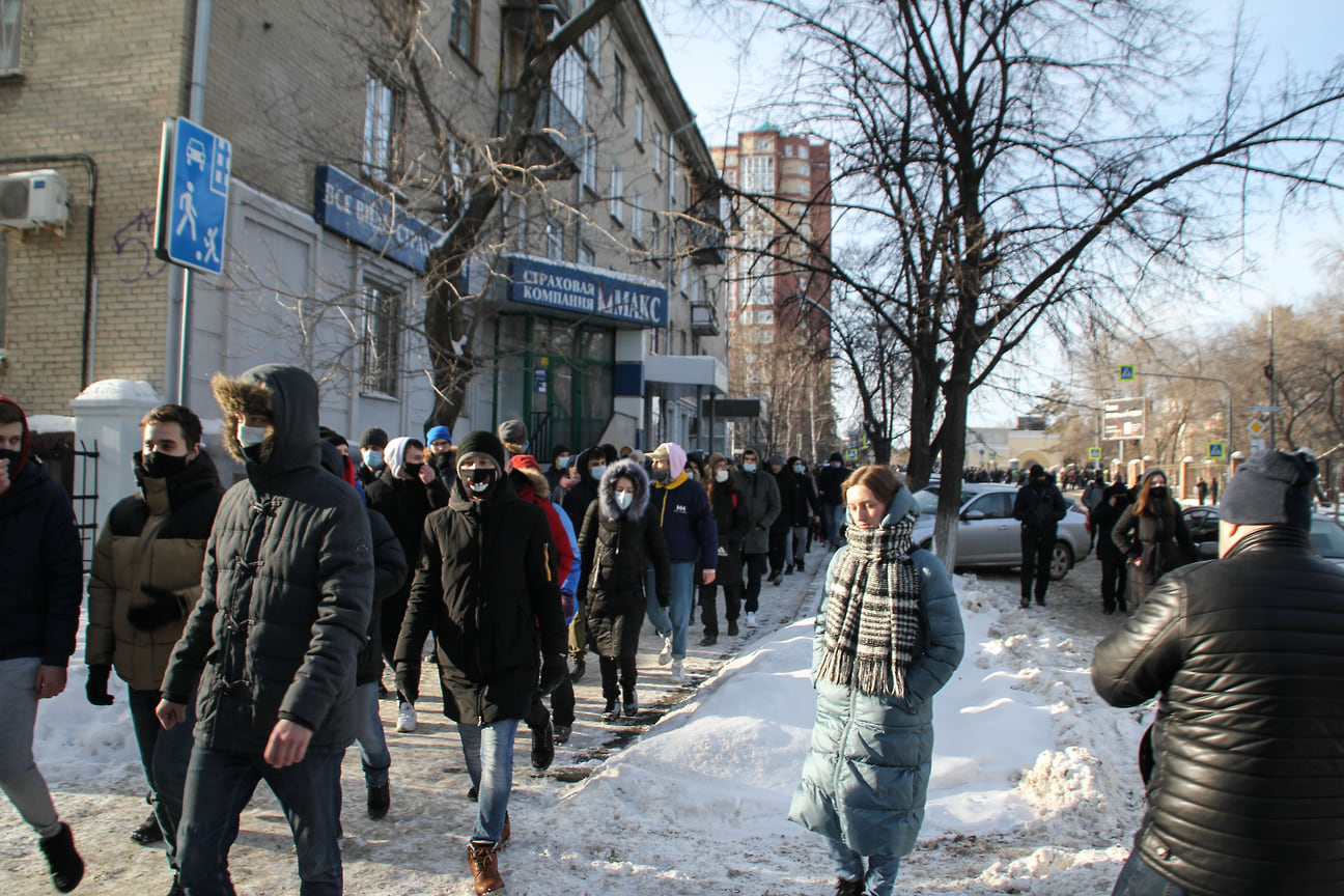 Несогласованная акция в поддержку оппозиционера Алексея Навального в Челябинске 31 января