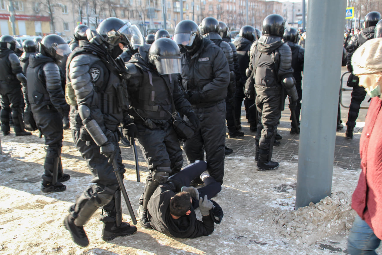 Несогласованная акция в поддержку оппозиционера Алексея Навального в Челябинске 31 января