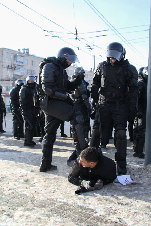 Несогласованная акция в поддержку оппозиционера Алексея Навального в Челябинске 31 января