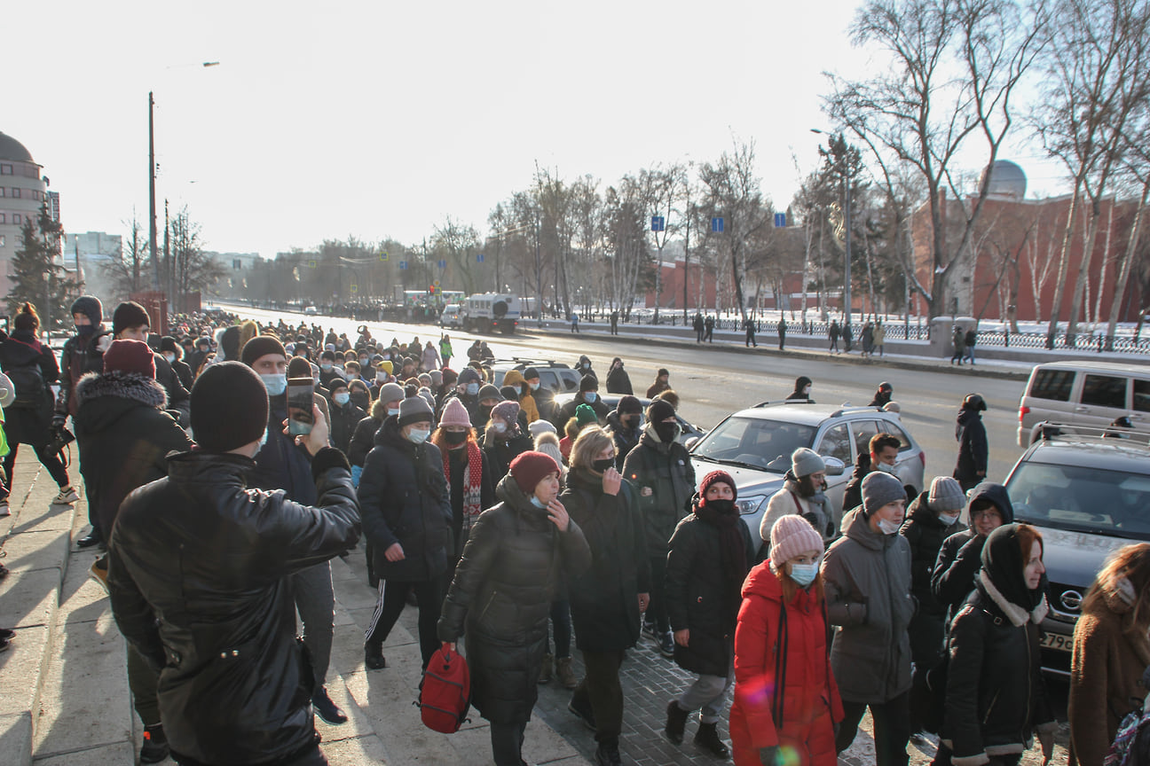 Несогласованная акция в поддержку оппозиционера Алексея Навального в Челябинске 31 января