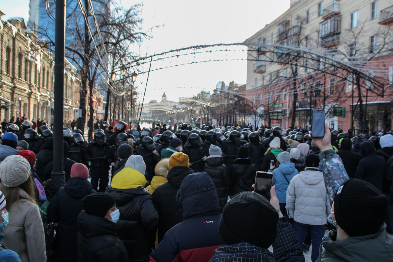 Несогласованная акция в поддержку оппозиционера Алексея Навального в Челябинске 31 января