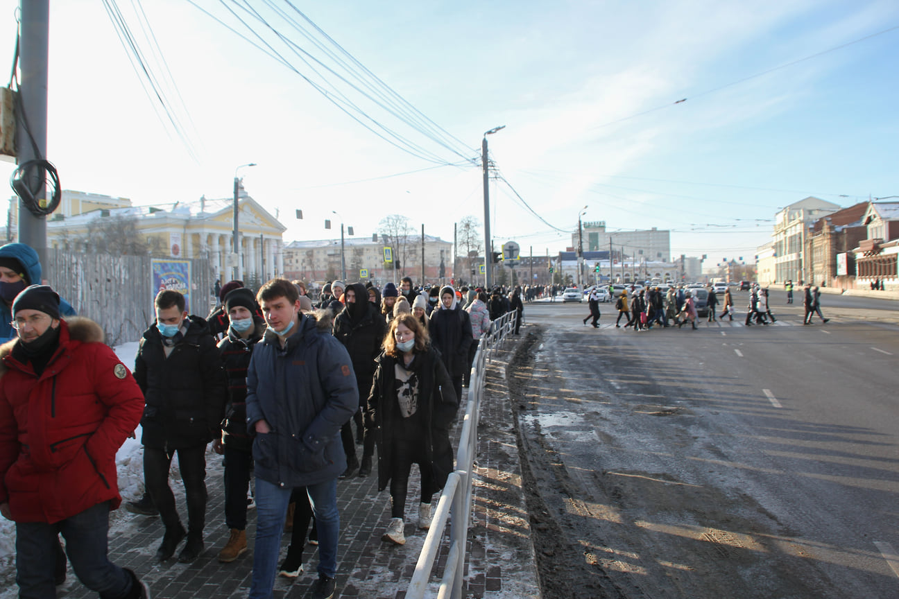 Несогласованная акция в поддержку оппозиционера Алексея Навального в Челябинске 31 января