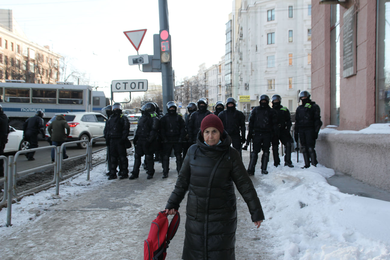 Несогласованная акция в поддержку оппозиционера Алексея Навального в Челябинске 31 января