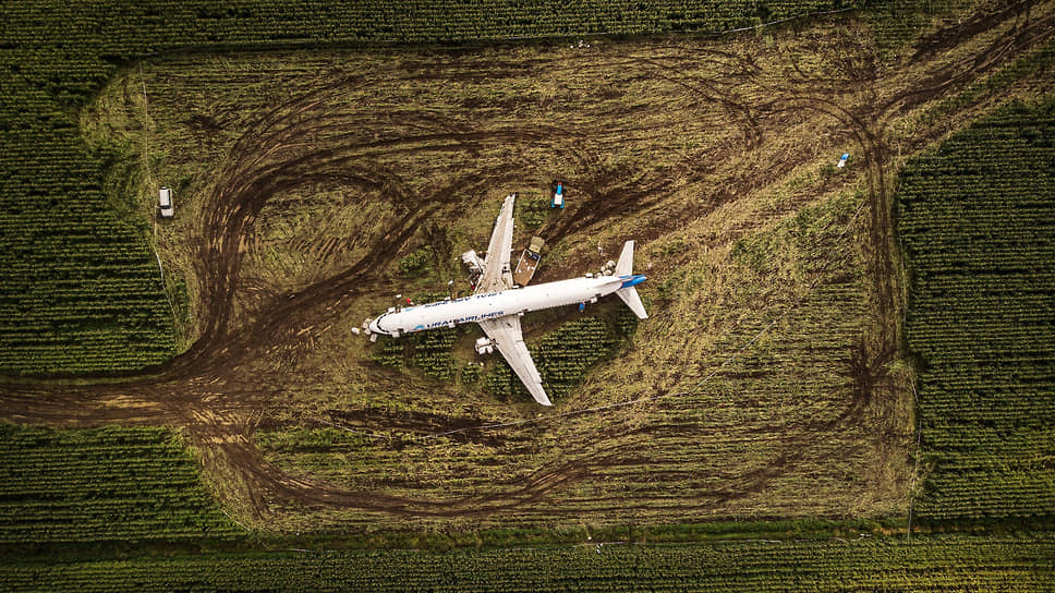 Место аварийной посадки самолета Airbus A321 авиакомпании "Уральские авиалинии", следовавшего рейсом "Москва — Симферополь" из аэропорта "Жуковский"