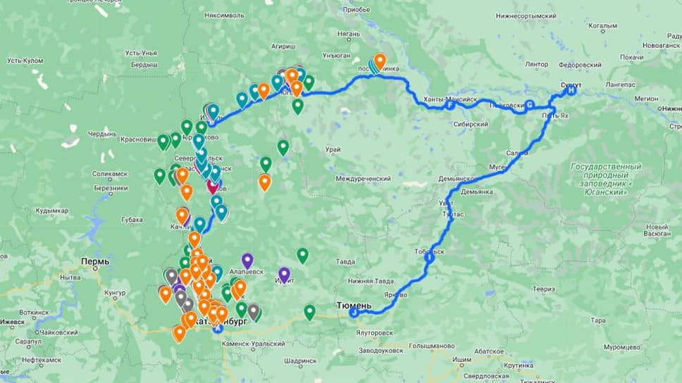 Схема возможного кольцевого туристического автомаршрута 