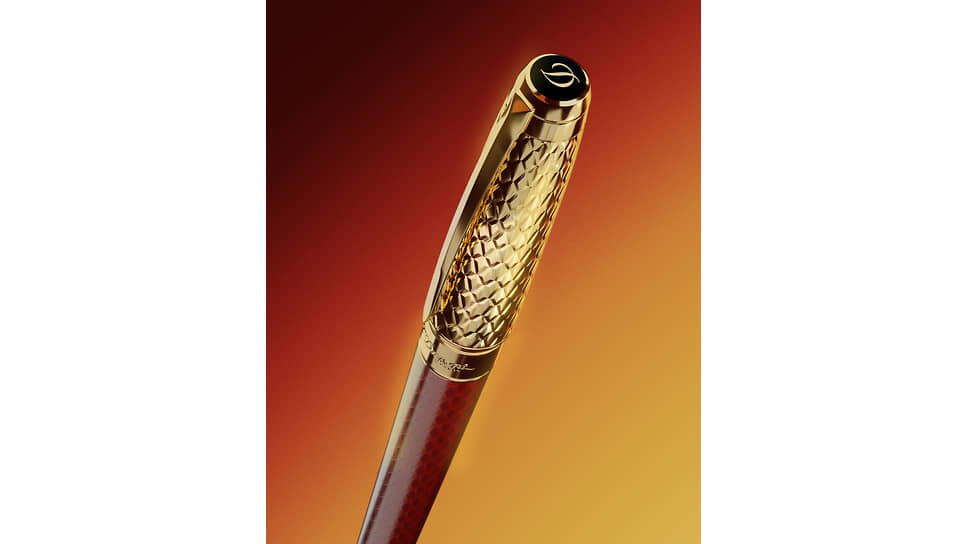 Ручка-роллер Line D Eternity, отделка позолотой и натуральным лаком
