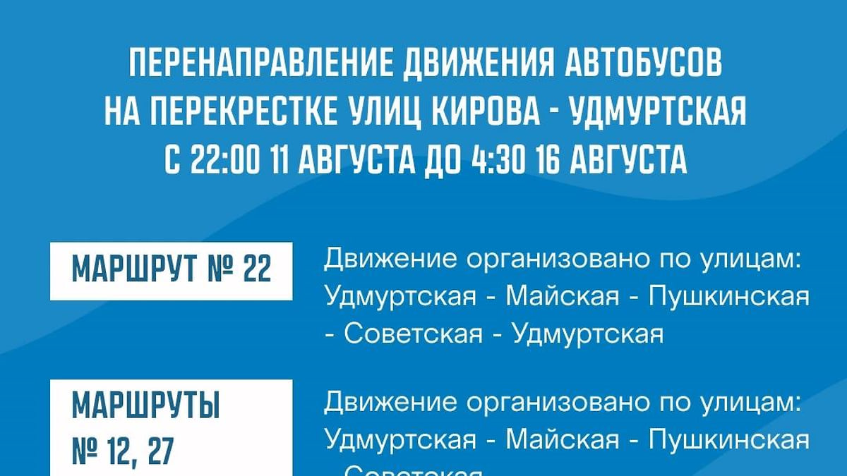 Движение по перекрестку Кирова и Удмуртской в Ижевске закрывается вечером  11 августа – Коммерсантъ Ижевск