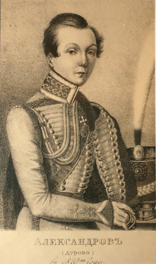Она вступила в Конно-польский полк рядовым дворянского звания, участвовала в сражениях с французами под Гутштадтом и Фридландом. В Отечественной войне 1812 года она участвовала в генеральном сражении при Бородино 
