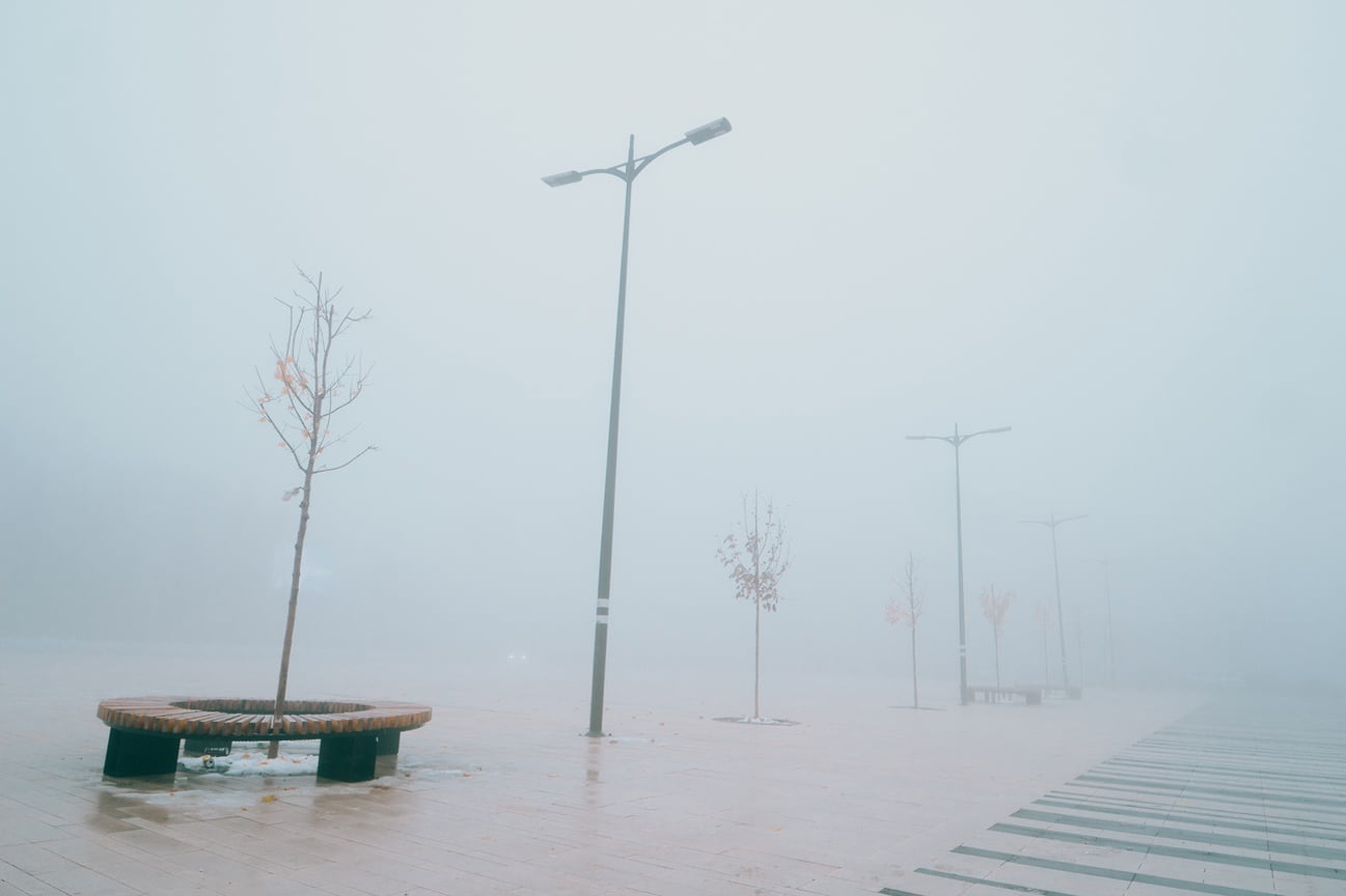 Туманные улицы Ижевска утром 2 ноября