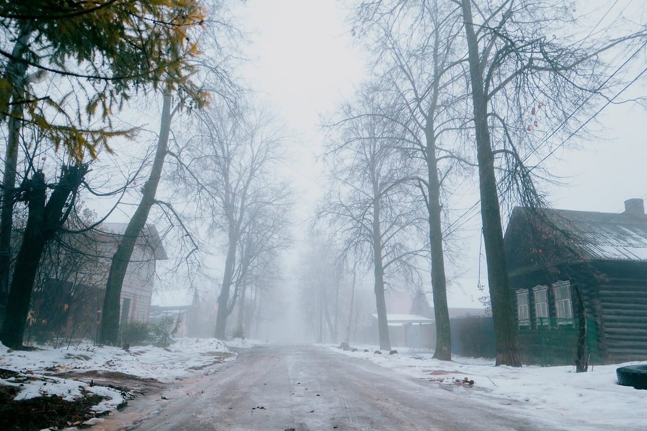 Туманные улицы Ижевска утром 2 ноября