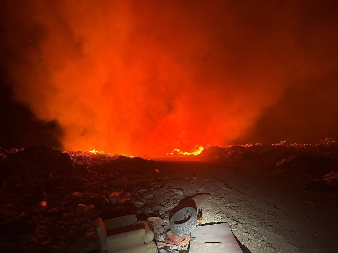 Последствия пожара на мусорном полигоне в Евпатории, 27.07.2024