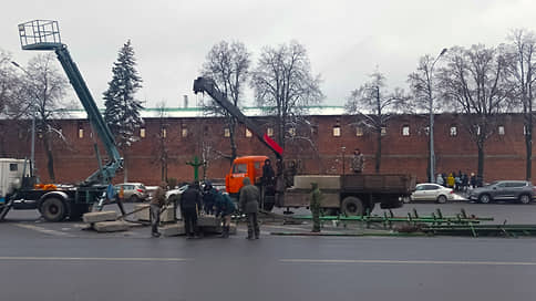 Новогоднюю елку начали устанавливать на площади Минина