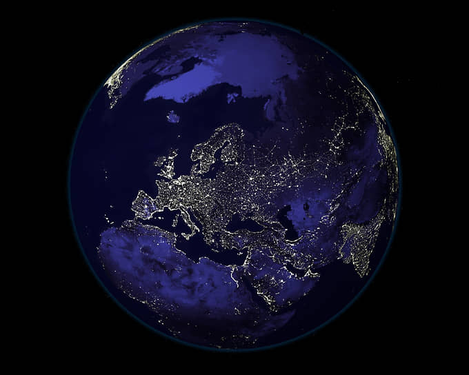 Снимок земли ночью из космоса